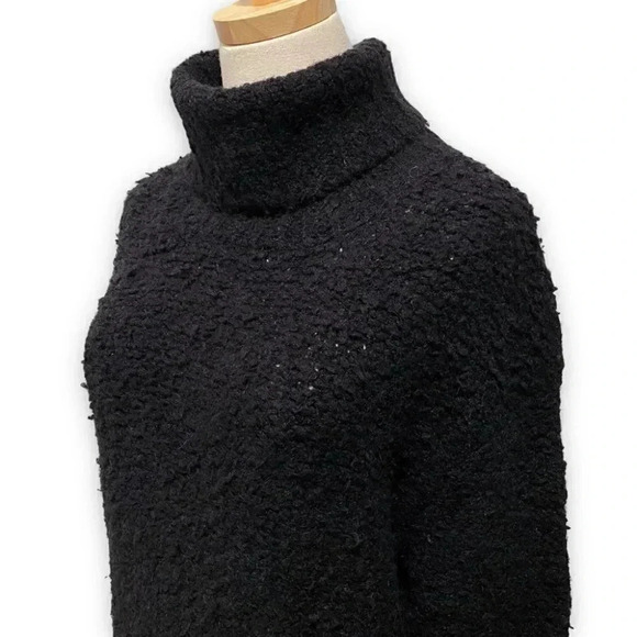 Aritzia Wilfred Alpaca Wool Blend Black Cowl Neck Boucle Sweater Dress Size M - Picture 3 of 7